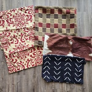 Accent Pillow Covers BundleRed, Brown, Black, Cream